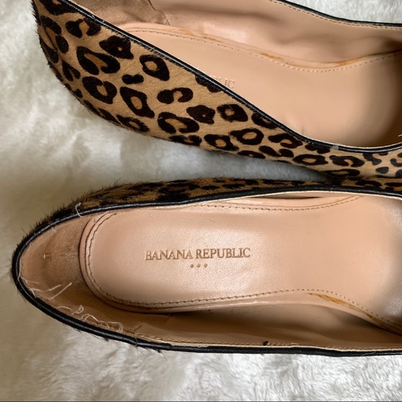 Banana Republic Calf Hair Leopard Print Wedge 7.5 - Picture 9 of 11